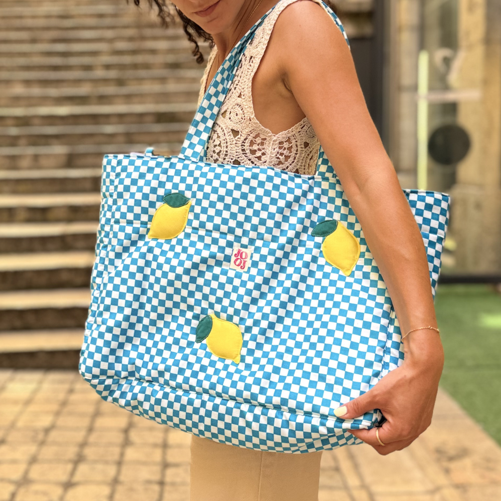 Cabass bleu à motifs citrons