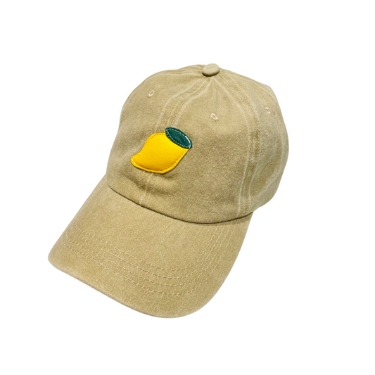Casquette beige motif citron