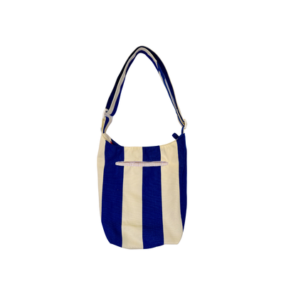 Boursass rayée bleu et blanc à motifs citrons