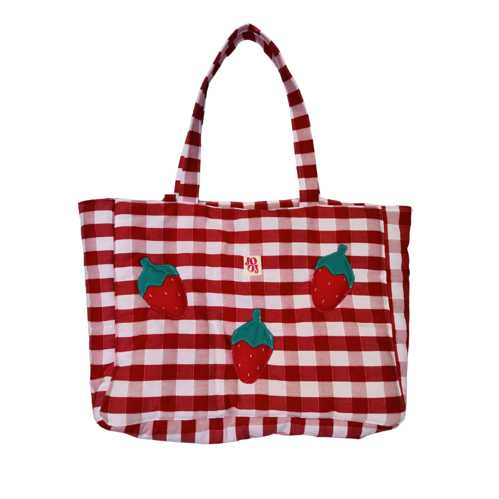 Cabass vichy rouge à motifs fraises