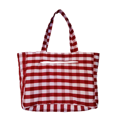 Cabass vichy rouge à motifs fraises