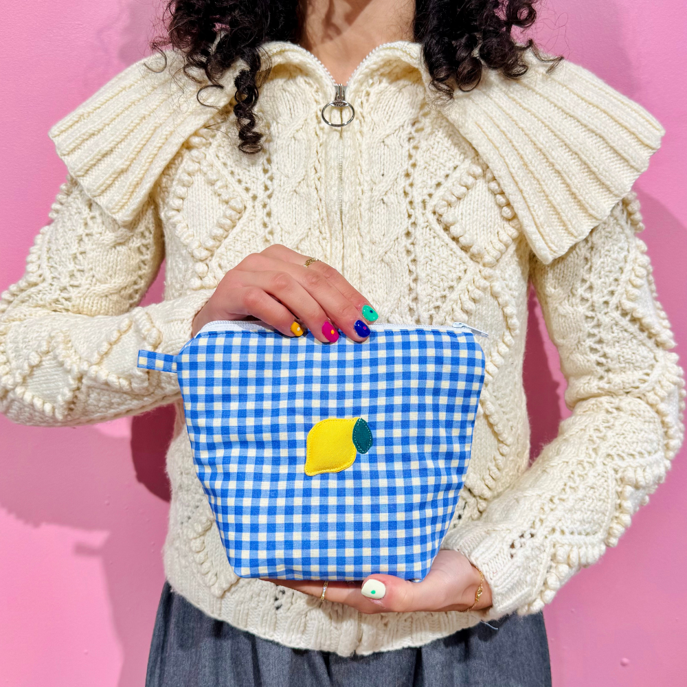 Pochass vichy bleu à motif citron !