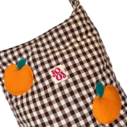 Boursass vichy marron à motifs oranges