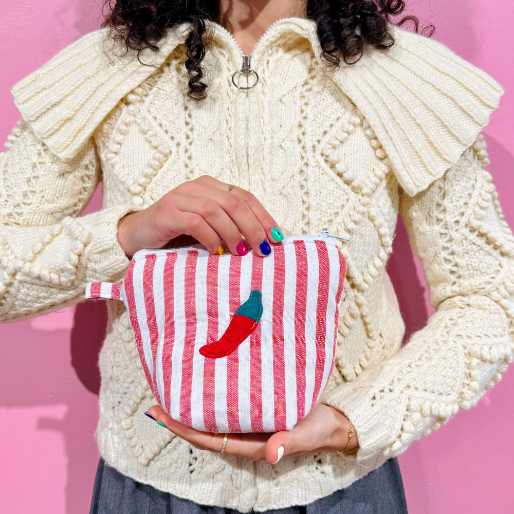 Pochass rayée rouge/blanc à motif piment !