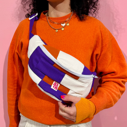 Bananass à carreaux crème, violet et orange