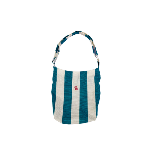 Boursass rayée vert/bleu