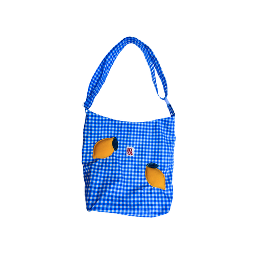 Boursass bleue vichy à citrons 3D