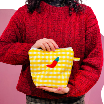 Pochass jaune vichy motif piment