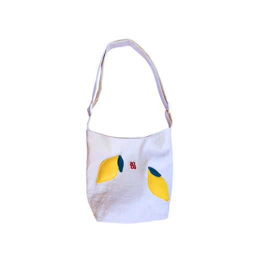 Boursass blanche à motif citron 3D