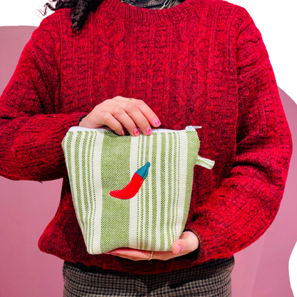 Pochass vichy vert à motif piment