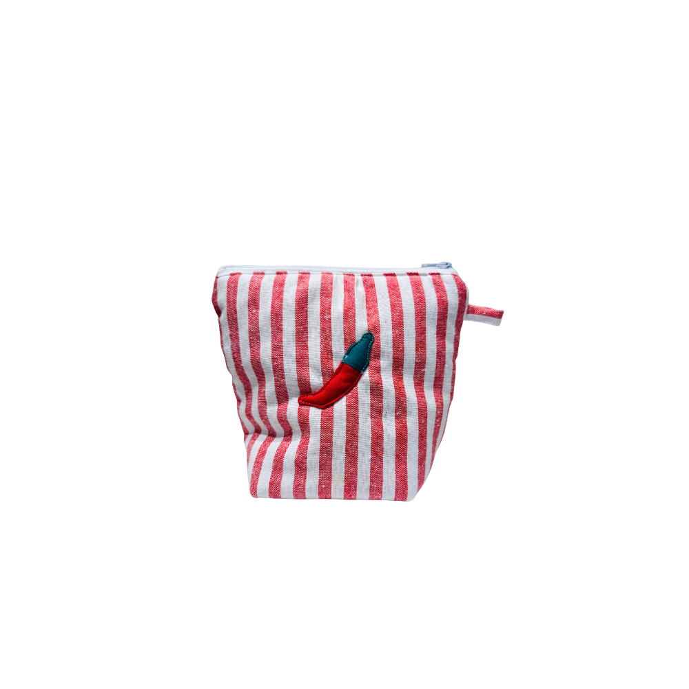 Pochass rayé rouge et blanc à motif piment