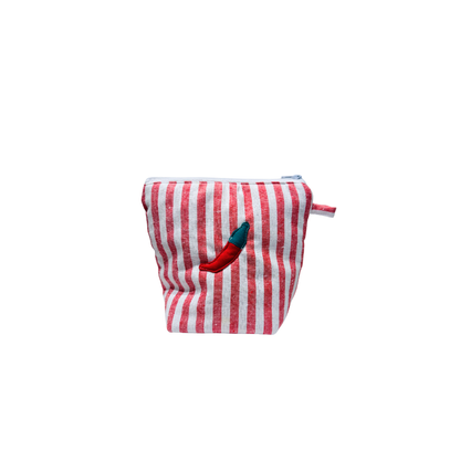 Pochass rayé rouge et blanc à motif piment