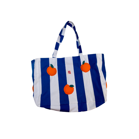 Cabass bleu rayé à oranges 3D