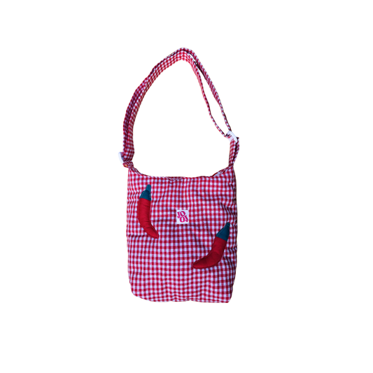 Boursass vichy rouge à motifs piments