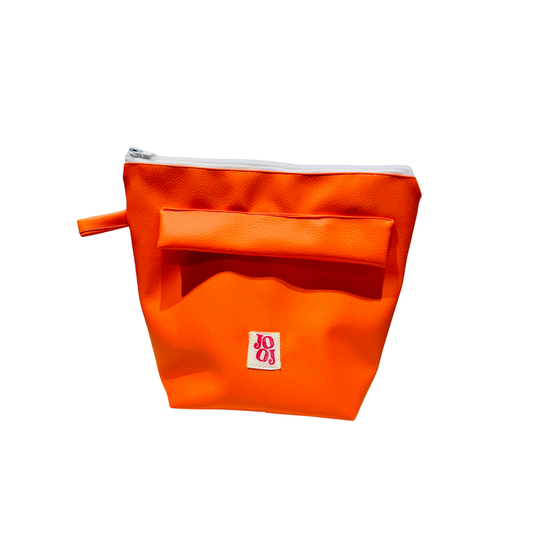 Troussass de toilette en similicuir orange à motif citron !