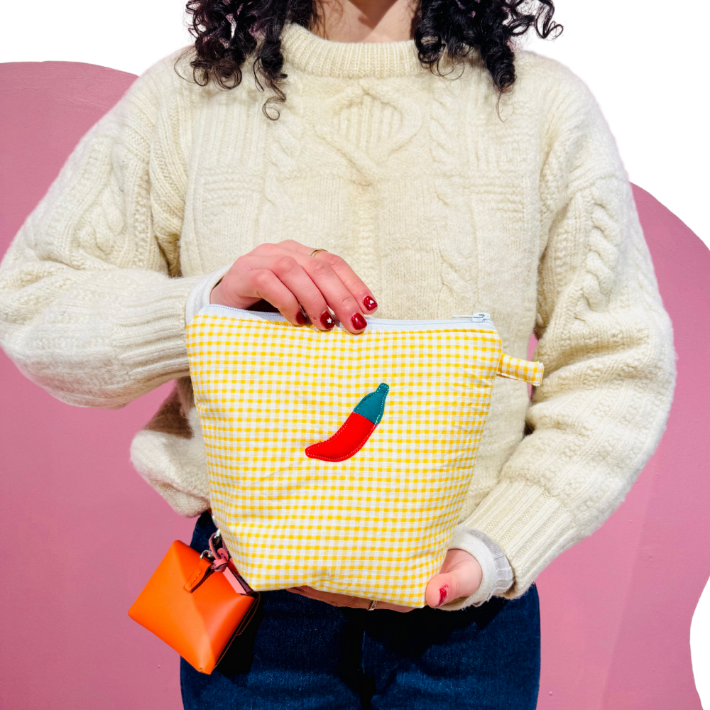 Pochass vichy jaune à motif piment