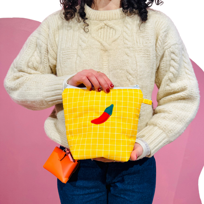 Pochass jaune à carreaux à motif piment