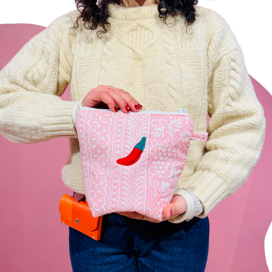 Pochass rose à motif piment