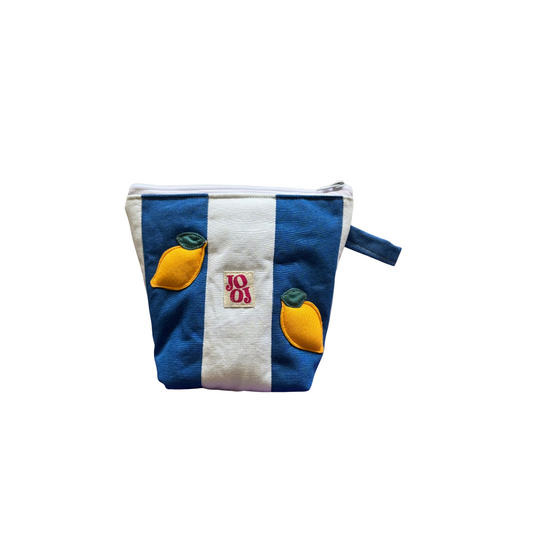Pochass rayé bleu et blanc avec citrons