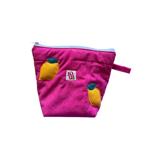 Troussass de toilette rose velours avec citrons