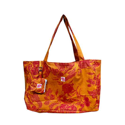Cabass orange à motifs fleurs