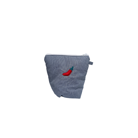 Pochass bleu marine vichy à motif piment