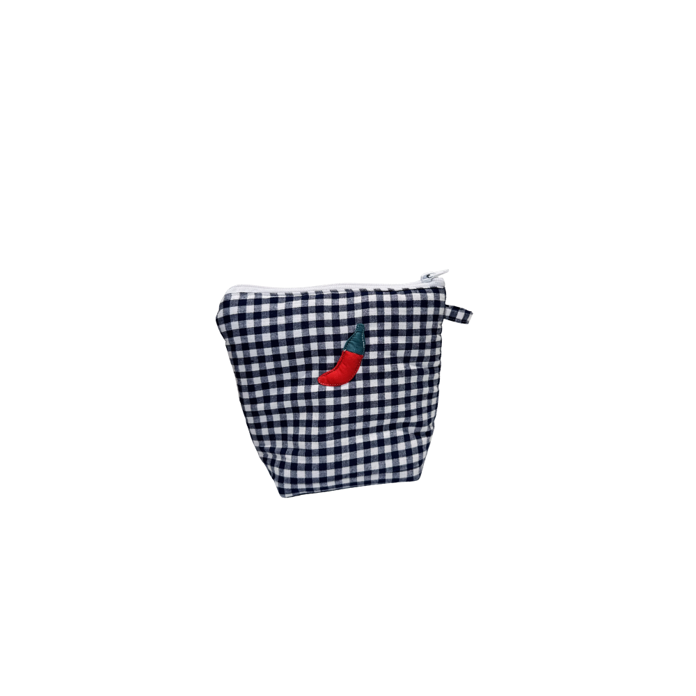 Pochass vichy bleu marine à motif piment
