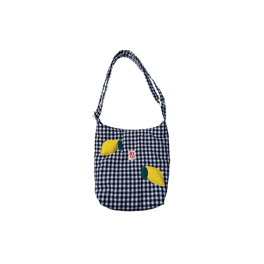 Boursass vichy bleu marine à motifs citrons