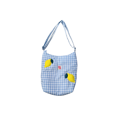 Boursass vichy bleu à motifs citrons