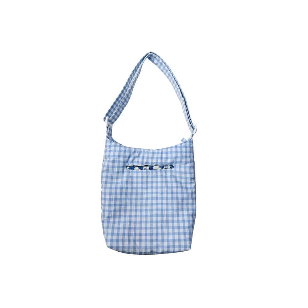 Boursass vichy bleu à motifs citrons