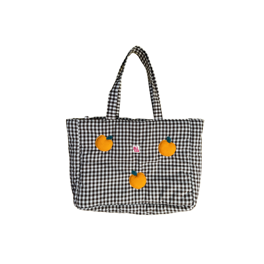 Cabass marrons à motifs oranges