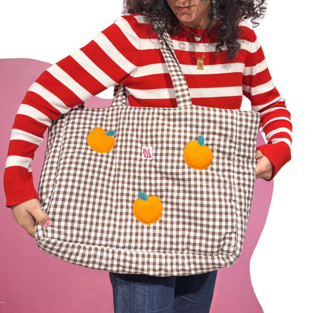 Cabass marrons à motifs oranges