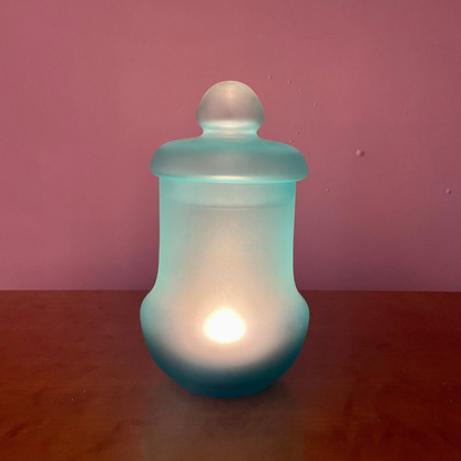 Pot d'apothicaire vintage transformé en lampe