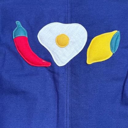 Veste bleue marine à motif piment œuf et citron