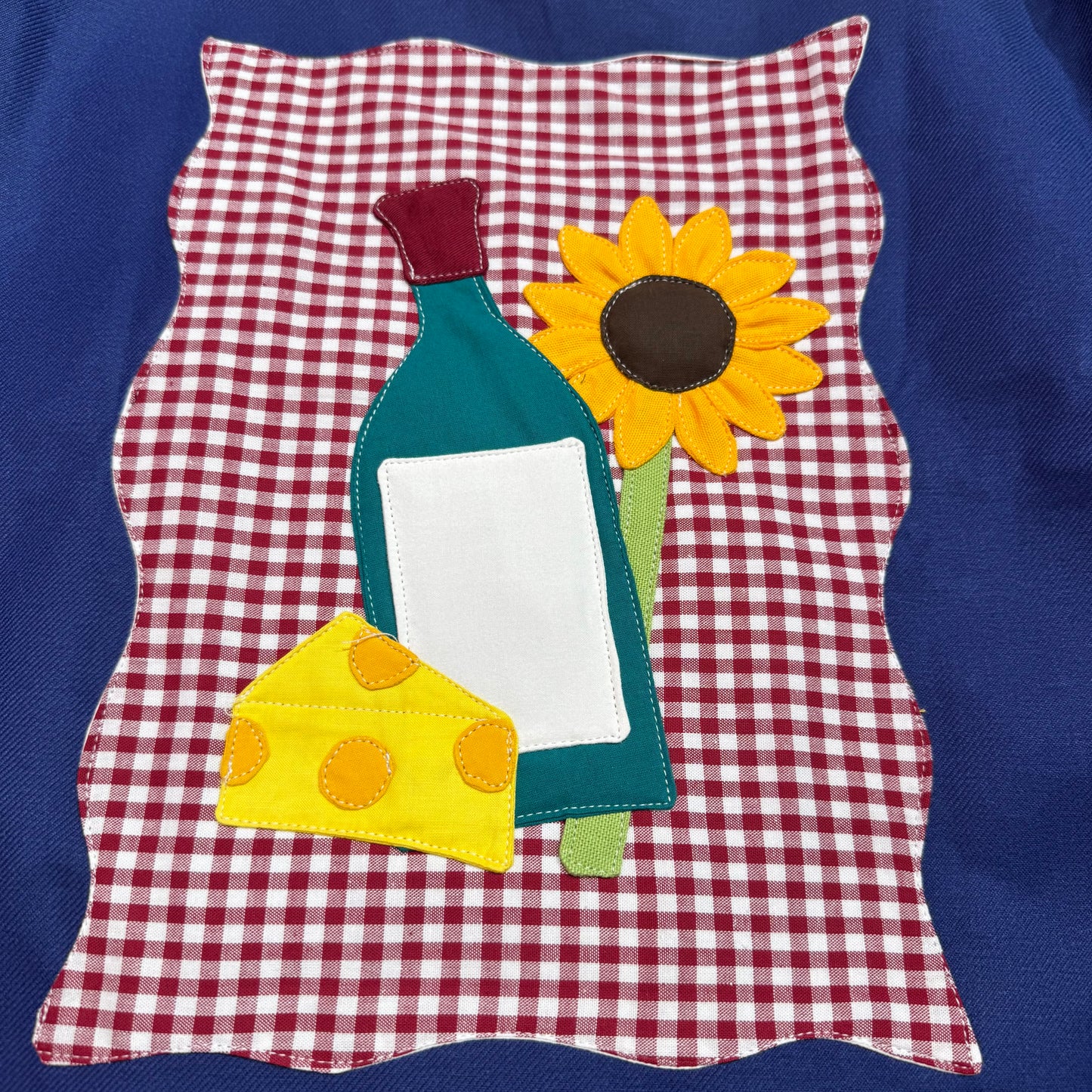 Veste bleue marine à motif pique-nique tournesol et vin 3D