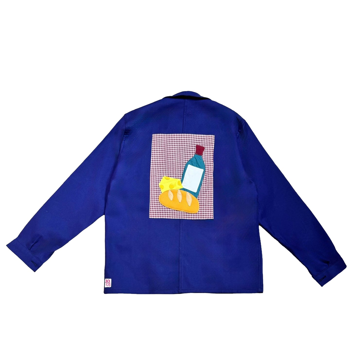 Veste bleue marine à motif pique-nique pain et vin 3D