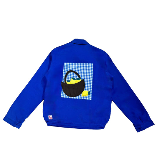 Veste bleu roi à motif vichy bleu et panier de citrons 3D