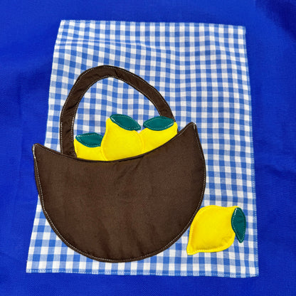 Veste bleu roi à motif vichy bleu et panier de citrons 3D