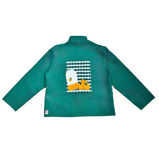 Veste verte à motif vichy vert et jus d’oranges 3D