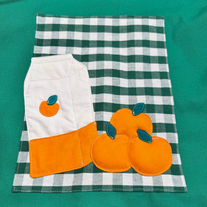 Veste verte à motif vichy vert et jus d’oranges 3D