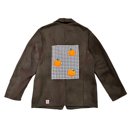 Veste marron à motif vichy marron et oranges 3D