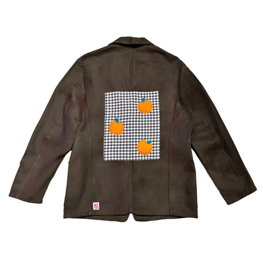 Veste marron à motif vichy marron et oranges 3D