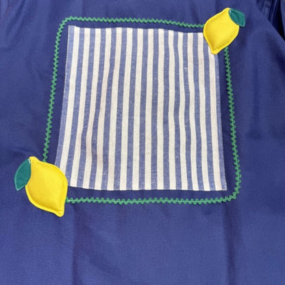 Veste bleue marine à motif rayures bleu foncé et citrons 3D