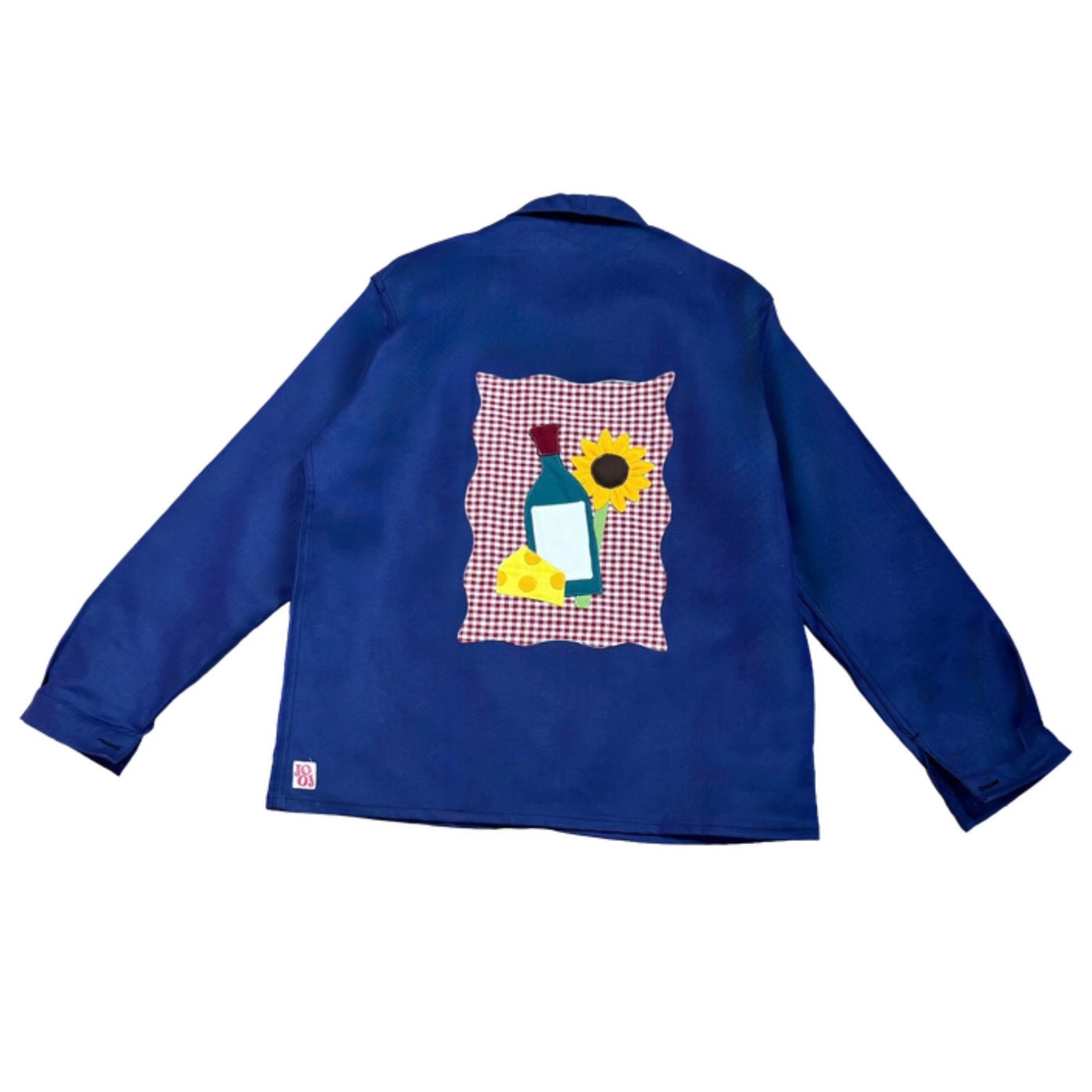 Veste bleue marine à motif pique-nique tournesol et vin 3D
