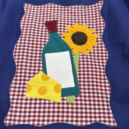 Veste bleue marine à motif pique-nique tournesol et vin 3D