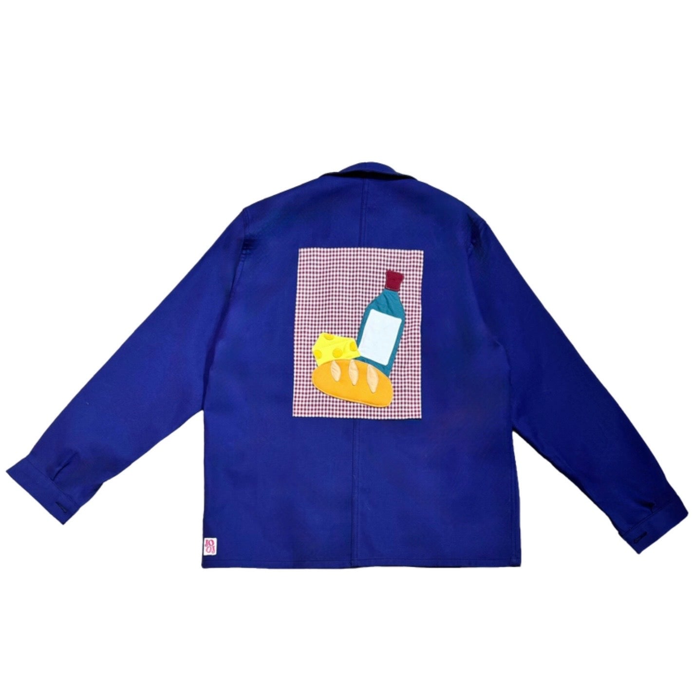 Veste bleue marine à motif pique-nique pain et vin 3D