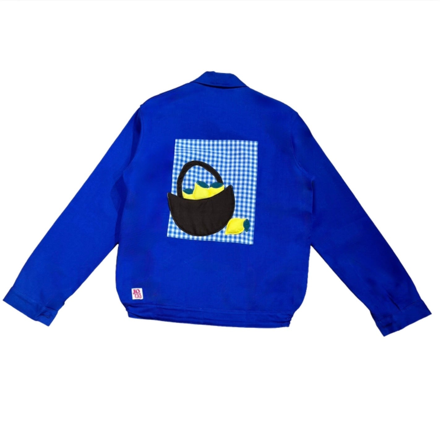Veste bleu roi à motif vichy bleu et panier de citrons 3D