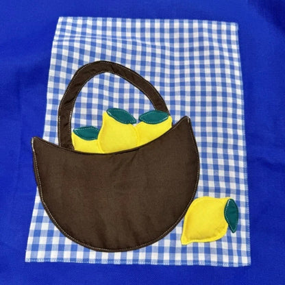 Veste bleu roi à motif vichy bleu et panier de citrons 3D
