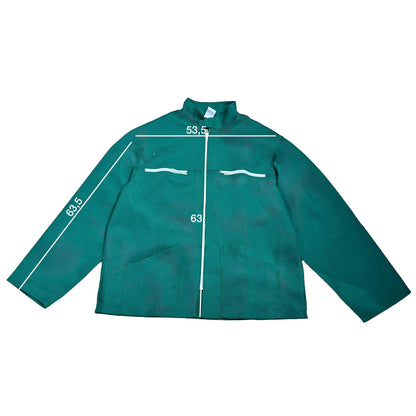 Veste verte à motif rayures roses et jus d’oranges 3D