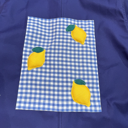 Veste bleue marine à motif vichy bleu et citrons 3D